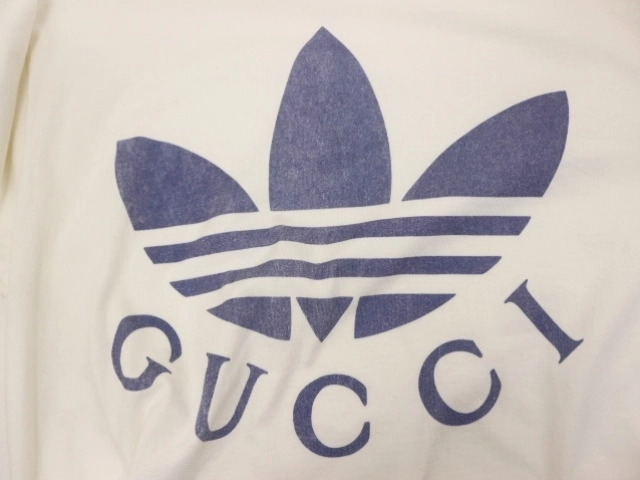 GUCCI グッチ 衣類 トレフォイルロゴ半袖Tシャツ メンズS ホワイト/ブルー/レッド コットン 702612 ( 2148103863615) 【200】