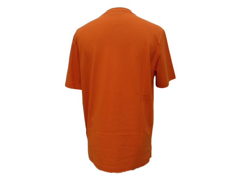 HERMES エルメス HロゴポケットTシャツ メンズM オレンジ コットン 