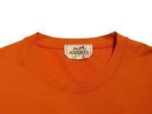 HERMES　エルメス　HロゴポケットTシャツ　メンズM　オレンジ　コットン　2143200539821　【432】