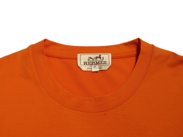 HERMES エルメス HロゴポケットTシャツ メンズM オレンジ HERMES エルメス HロゴポケットTシャツ メンズM オレンジ