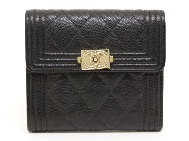 CHANEL シャネル ボーイシャネル スモールフラップ ウォレット ブラック ゴールド金具 キャビアスキン A80734 2148103304248  【436】 の購入なら「質」の大黒屋（公式）