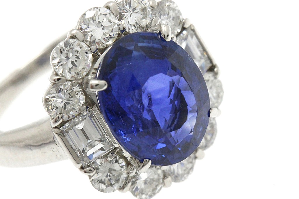 ☆プラチナ９００☆サファイヤダイヤファッションリング☆ サファイア4.48ct ダイヤモンド計0.88ct プラチナ900 リング