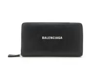 BALENCIAGA バレンシアガ 財布 ラウンドZIP長財布 ブラック レザー