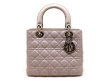 Dior　ディオール　ハンドバッグ　カナージュ　レディディオールミディアムハンドバッグ　ローズプードル/SV　CAL44550　2143300227208　【中古】【大黒屋】【200】