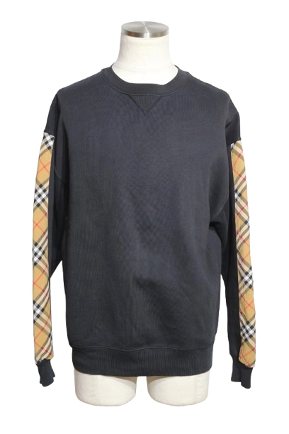 【即日発送】BURBERRY チェック柄袖トレーナー 116cm BURBERRY グレー トレーナー チェック柄袖