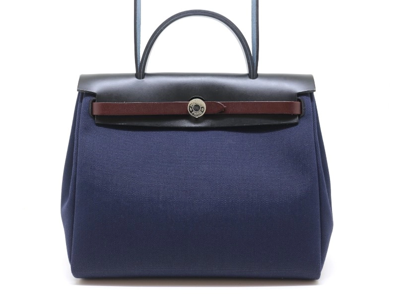 HERMES エルメス エールバッグジップPM ネイビー ブラック