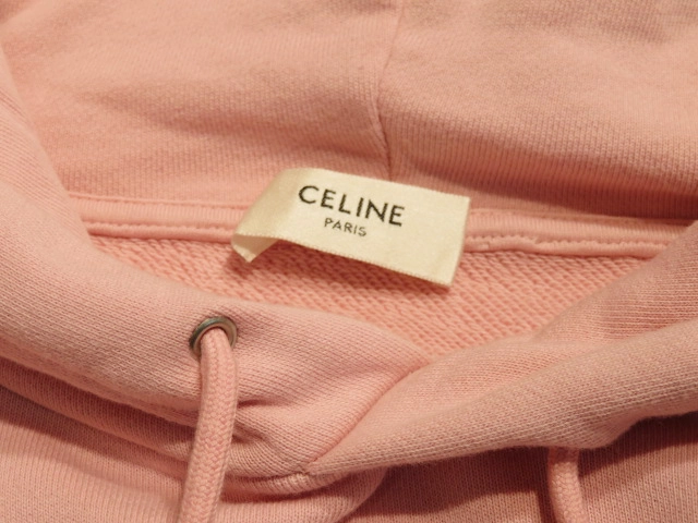CELINE　セリーヌ　ロゴパーカー　メンズS　ピンク/ブラック　コットン　H526Y24J06　2143300206081　【432】