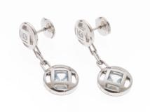 Cariter　カルティエ　パシャロングピアス　ホワイトゴールド　アクアマリン　ダイヤモンド　箱付き　【430】2143500229927