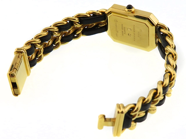 CHANEL　シャネル　レディース時計　プルミエールS　H0001　ブラック文字盤　ゴールドメッキ/レザー　クォーツ【430】2148103670817