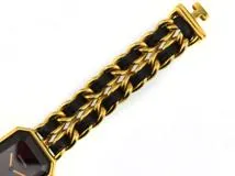 CHANEL　シャネル　レディース時計　プルミエールS　H0001　ブラック文字盤　ゴールドメッキ/レザー　クォーツ【430】2148103670817