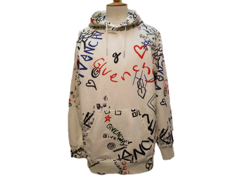 GIVENCHY ジバンシィ パーカー メンズS アイボリー/マルチ コットン 