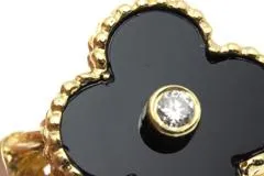 Van Cleef & Arpels ヴァン クリーフ&アーペル ヴィンテージアルハンブラ リング 初期型 10号 K18イエローゴールド/オニキス/ダイヤモンド 5.1g 【472】SJ