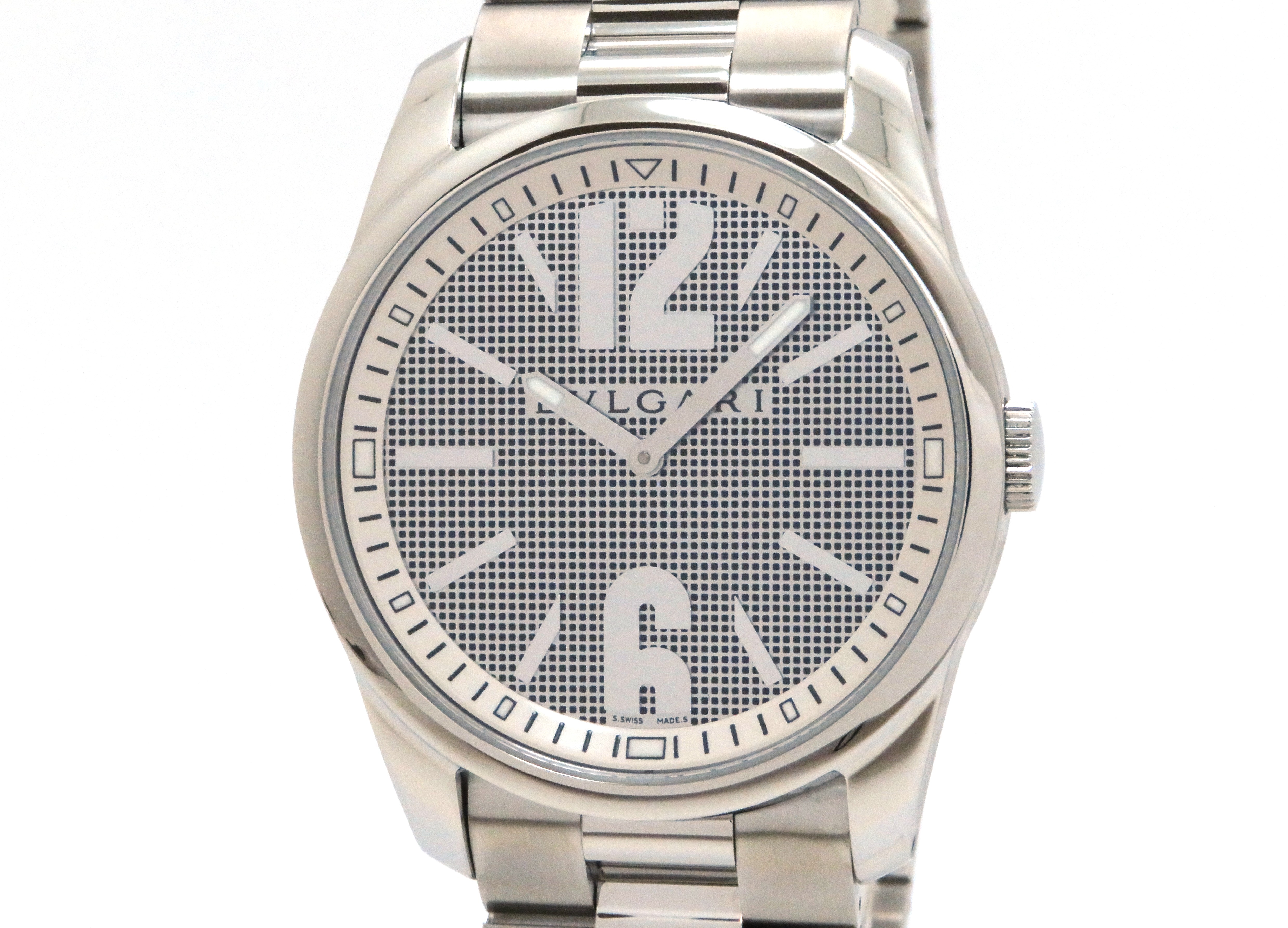 ブルガリ BVLGARI ソロテンポ ST42S グレー文字盤 SS クオーツ メンズ 腕時計