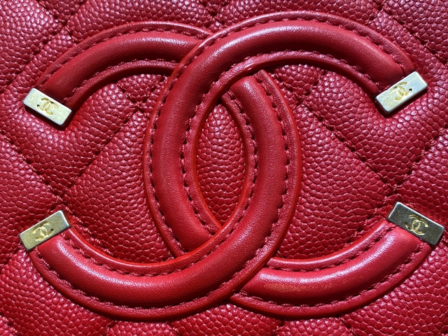 CHANEL シャネル CCフィリグリー A93343 チェーンヴァニティ レッド/GP