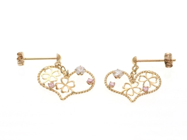 JEWELRY ノンブランド ジュエリー ハートモチーフ ピアス K18ピンク