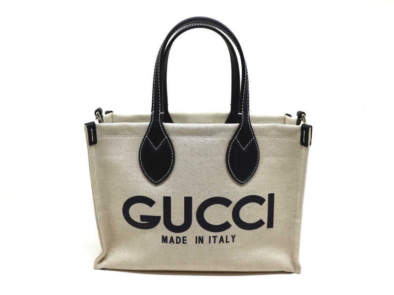 グッチ リネンキャンバスミディアムトートバッグ ベージュ GUCCI グッチ グッチプリント ミディアムトートバッグ ベージュ