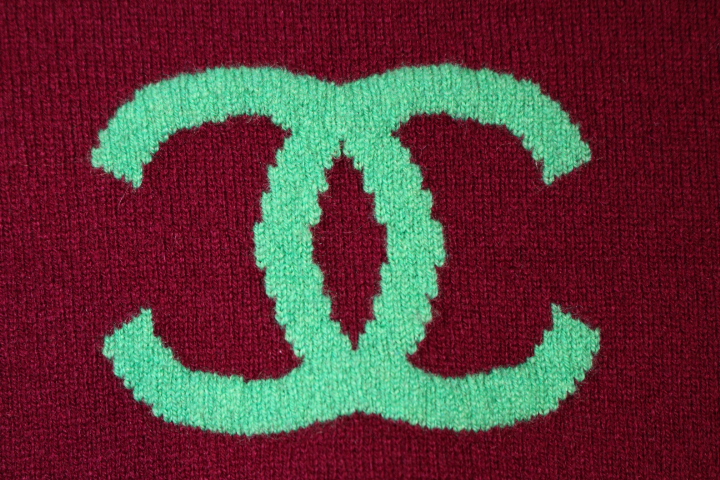 CHANEL シャネル ニット レディース42 ボルドー グリーン カシミヤ