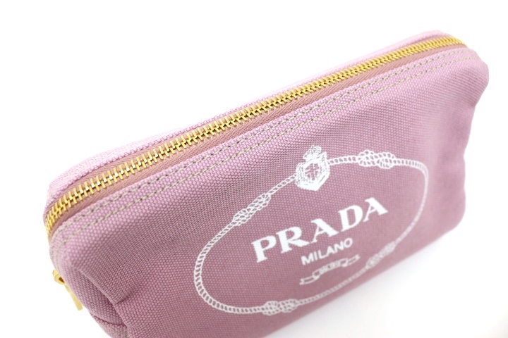 PRADA プラダ カナパロゴ ポーチ 1NA693 アルバストロピンク/ビアンコ キャンバス 2143200401821 【200】  の購入なら「質」の大黒屋（公式）