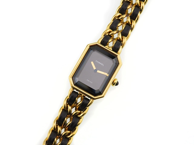 CHANEL　シャネル　プルミエールL　H0001　ブラック文字盤　GP/革　クオーツ　レディース時計　2148103693960【430】