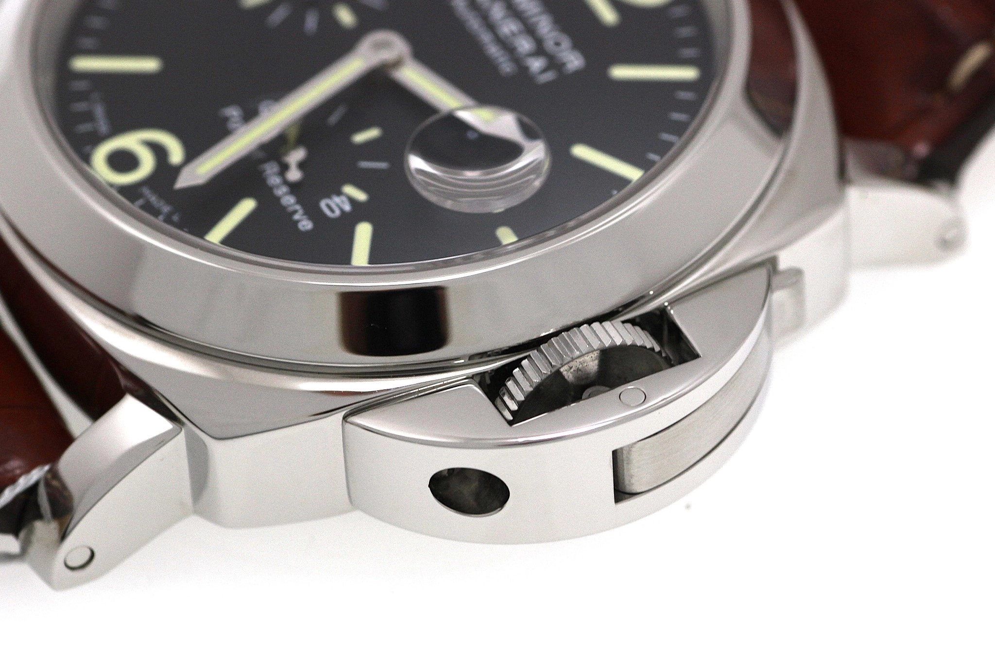 PANERAI パネライ 腕時計 2010年正規品 ルミノール パワーリザーブ PAM00090 ブラック文字盤 ステンレス/アリゲーターベルト 自動巻 【472】SJ