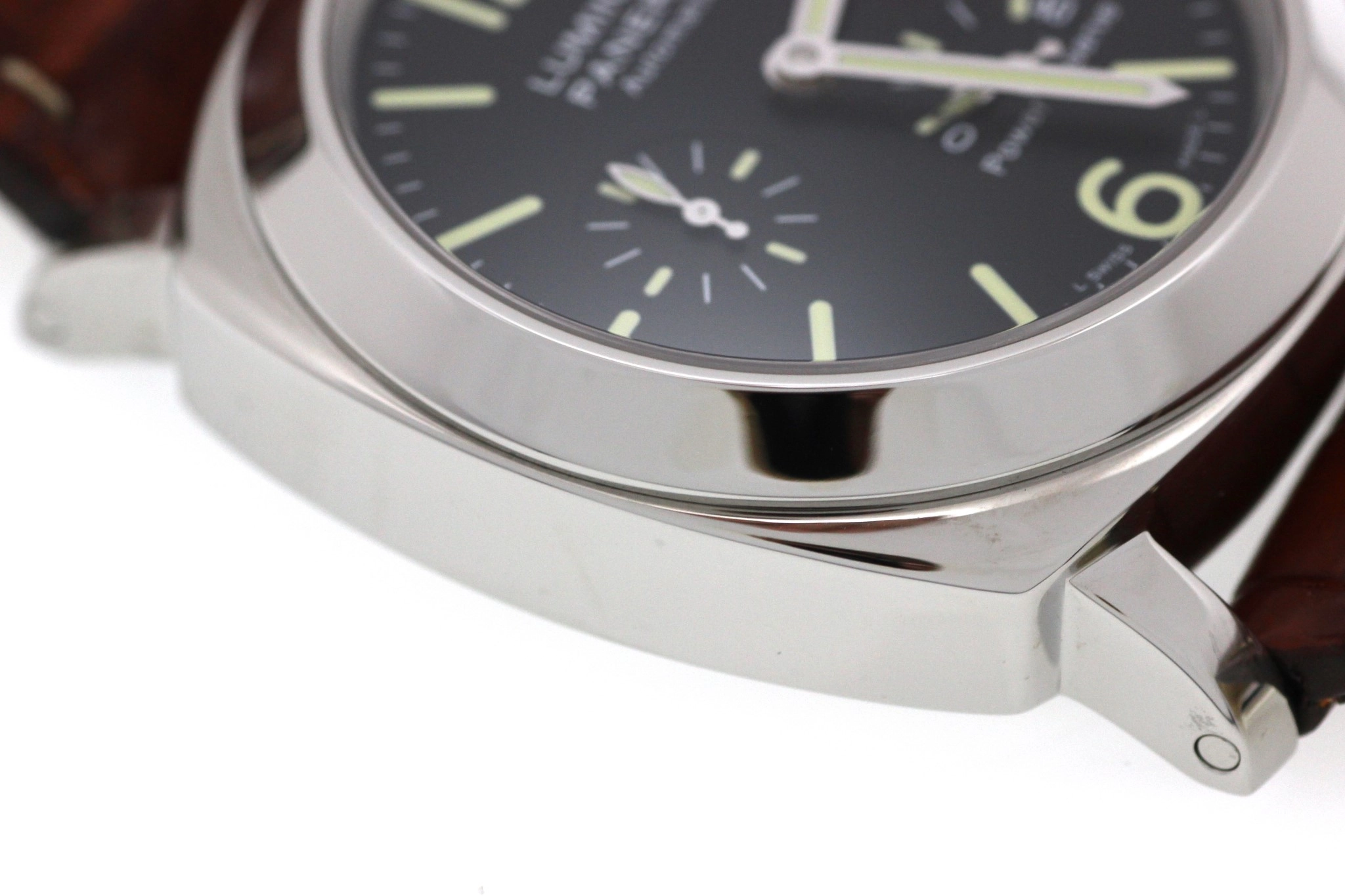 PANERAI パネライ 腕時計 2010年正規品 ルミノール パワーリザーブ PAM00090 ブラック文字盤 ステンレス/アリゲーターベルト 自動巻 【472】SJ