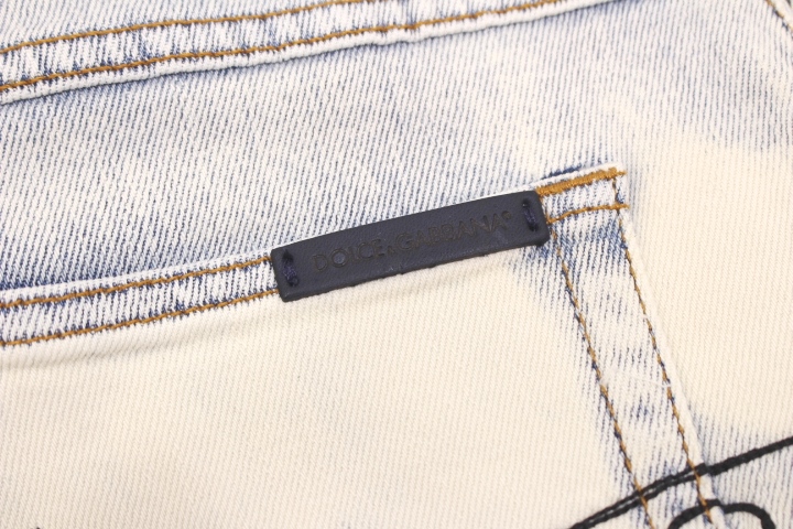 【値下げ】新品同様 ドルチェ＆ガッバーナ コットンパンツ ロゴ刺繍 白 44 D&G ドルチェ＆ガッバーナ デニムパンツ サイズ:24 ホワイトベージュ