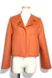 HERMES　エルメス　ジャケット　レディース 34　オレンジ　カシミヤ　羊革　2143200500593　【200】
