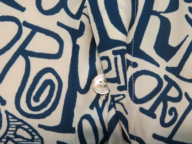 DIOR×Shawn Stussy　ディオール×ショーンステューシー　総柄シャツ　メンズ38　ブルー　レーヨン　013C501A4935　2143000675804　【432】