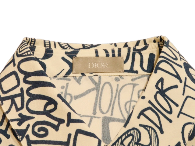 DIOR×Shawn Stussy　ディオール×ショーンステューシー　総柄シャツ　メンズ38　ブルー　レーヨン　013C501A4935　2143000675804　【432】