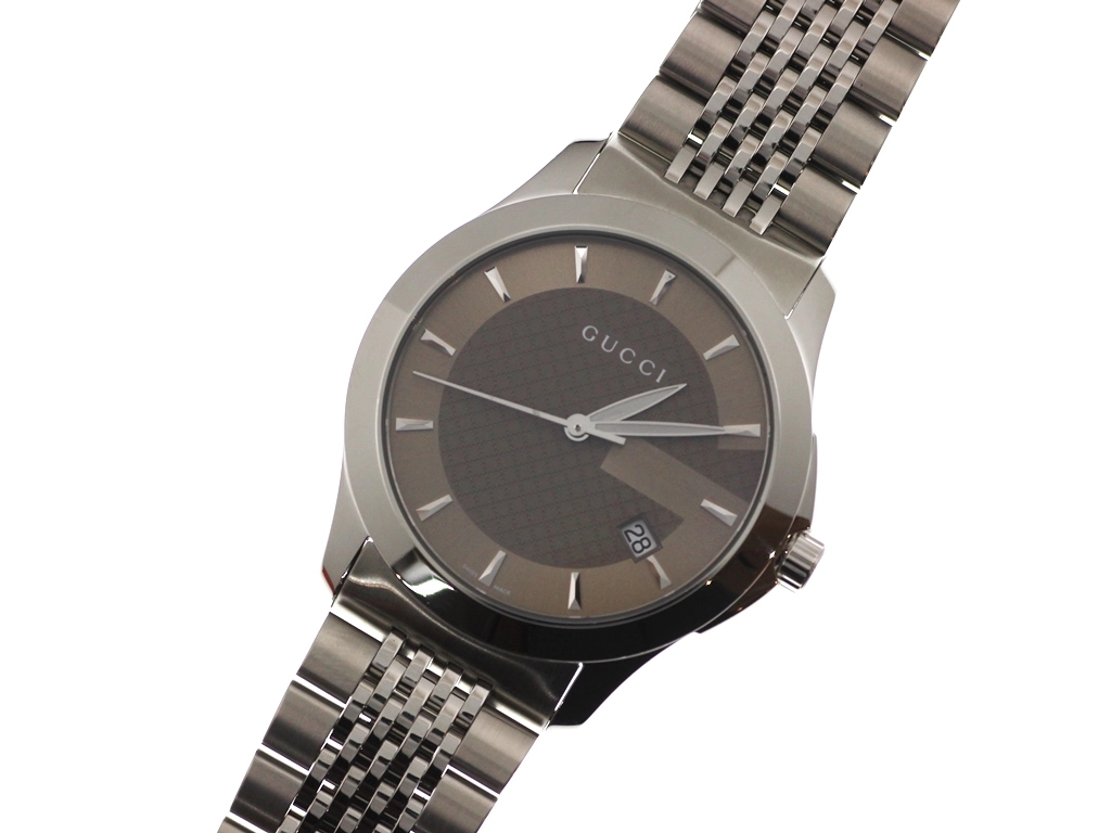 GUCCI グッチ 腕時計 Gタイムレス 126.4 YA126406 ステンレス ブラウン文字盤 クォーツ【472】EY