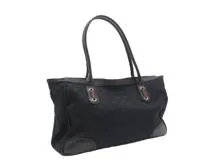【とうめいリンゴ】GUCCI　ブラックトートバッグ レザー GUCCI グッチ バッグ ヴィンテージ ロゴ プリント トートバッグ