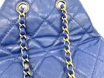 CHANEL シャネル ガブリエルドゥシャネルバックパック ブルー/ゴールド金具/シルバー金具 カーフ【472】YY