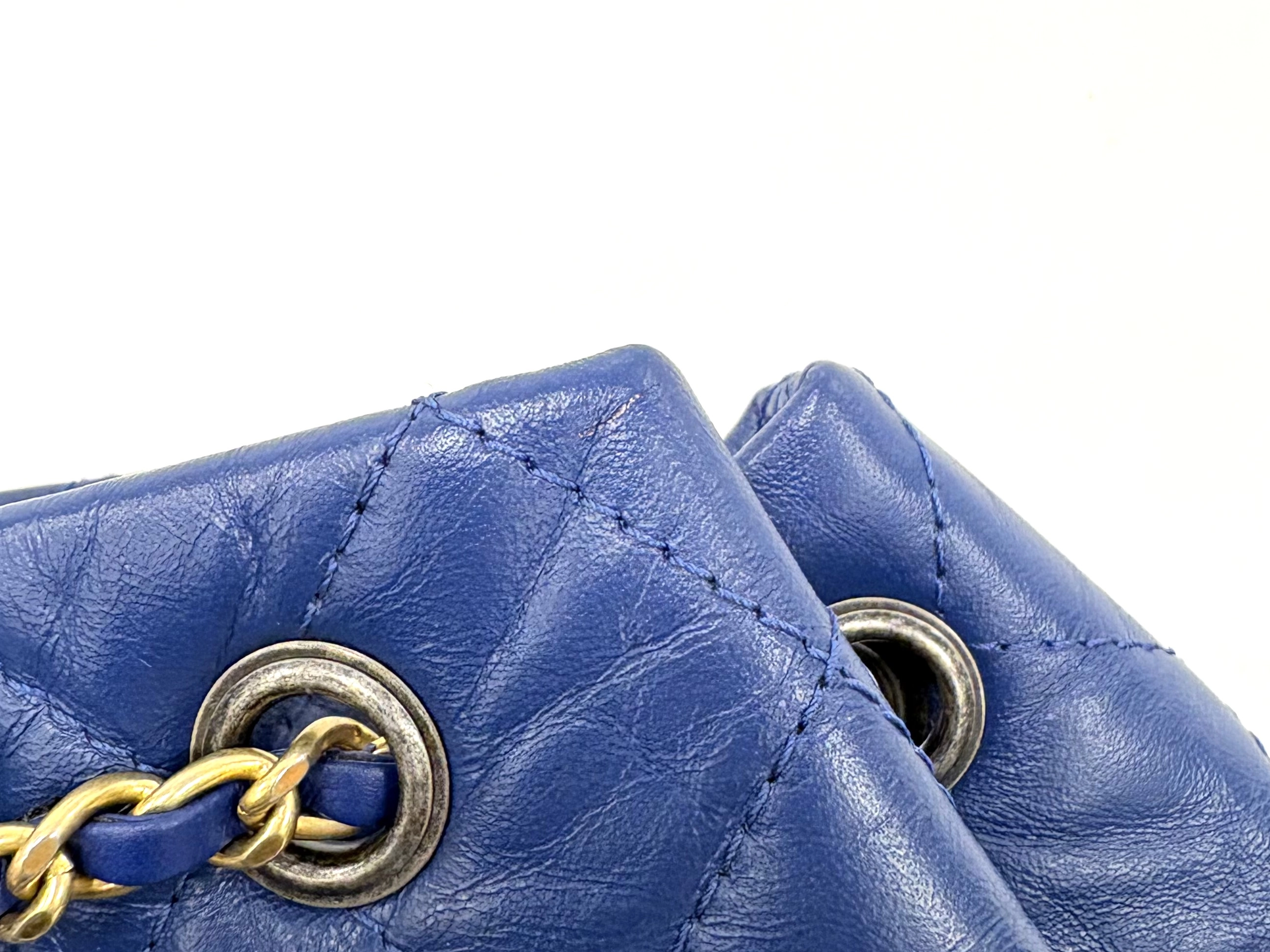 CHANEL シャネル ガブリエルドゥシャネルバックパック ブルー/ゴールド金具/シルバー金具 カーフ【472】YY