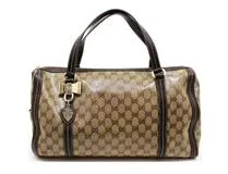 GUCCI グッチ GGクリスタルボストンバッグ ダークブラウン