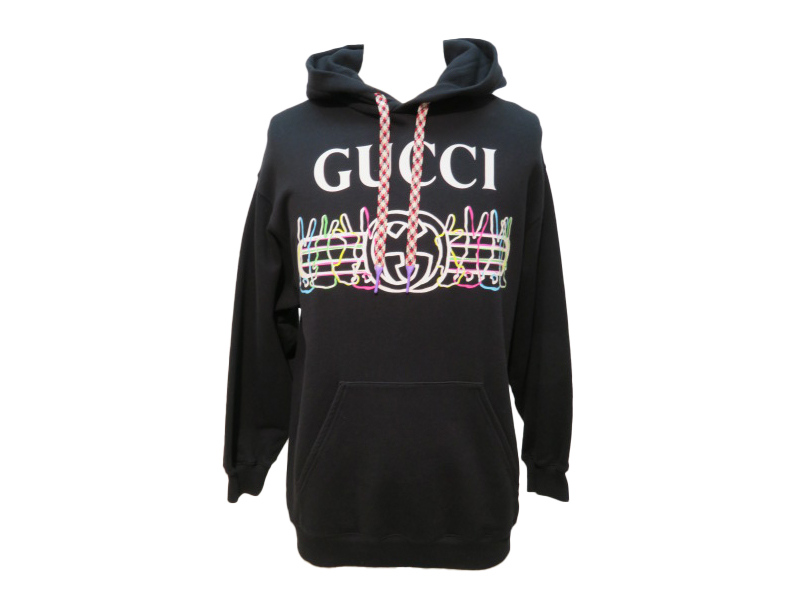 GUCCI　グッチ　プルオーバーパーカー　メンズXS　ブラック　コットン　726468 XJE56　2148103670886　【432】