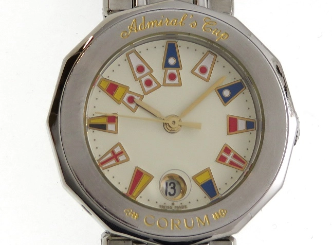 【CORUM】コルム アドミラルズカップ 39.610.20V50 ステンレススチール シルバー クオーツ アナログ表示 レディース アイボリー文字盤 腕時計