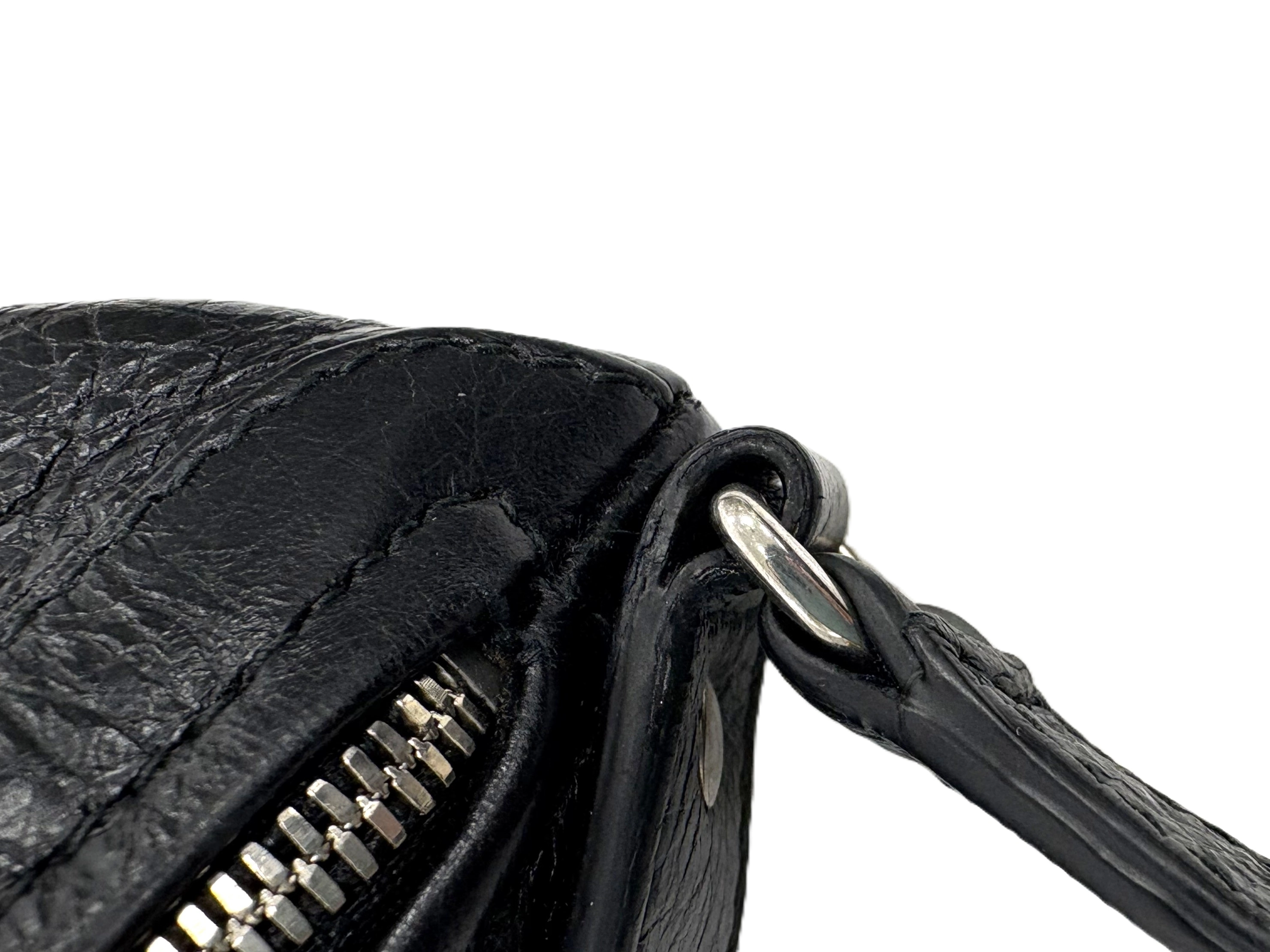 BALENCIAGA バレンシアガ グラフィティスーベニアベルトバッグXXS ブラック レザー 565510【472】YY