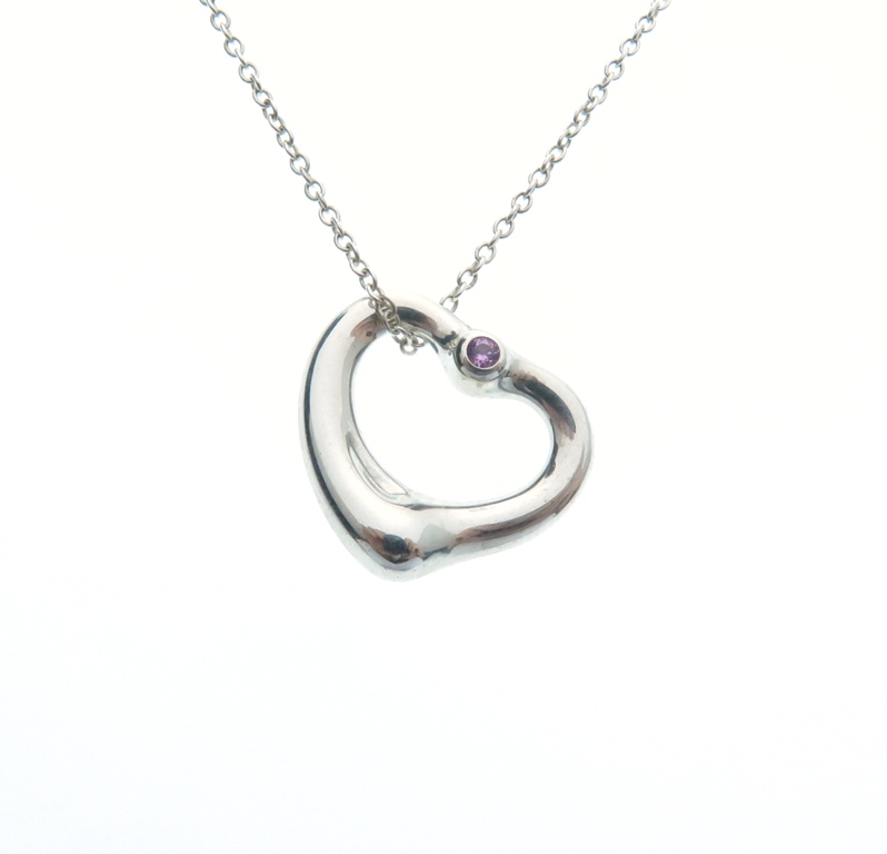 TIFFFANY&CO ティファニー オープンハートネックレス SV925 1P色石 約