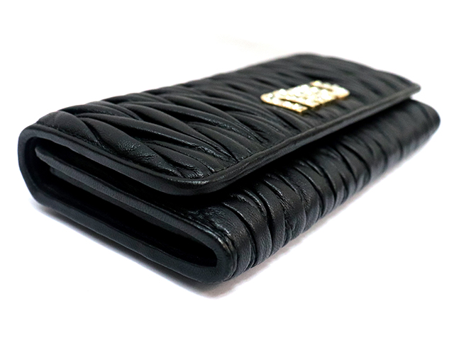 miu miu ミュウミュウ クリスタルマテラッセ ZIP長財布 ラムスキン