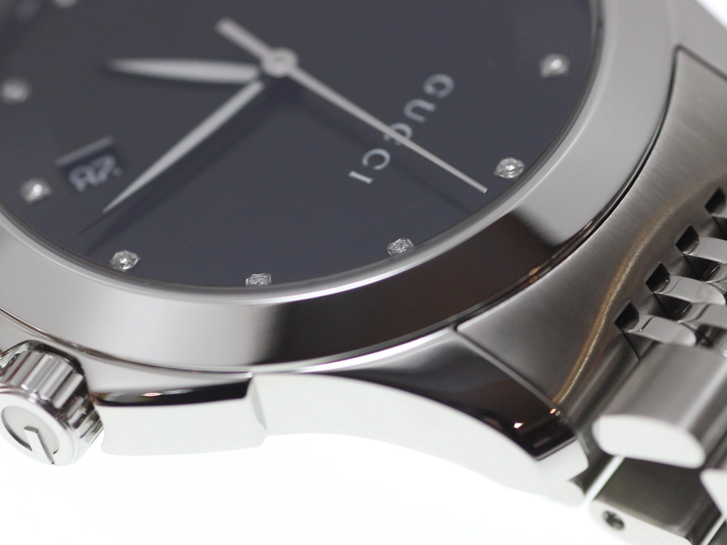 GUCCI グッチ 腕時計 Gタイムレス 126.4 YA126405 ステンレス 12Pダイヤモンドブラック文字盤 クォーツ【472】EY