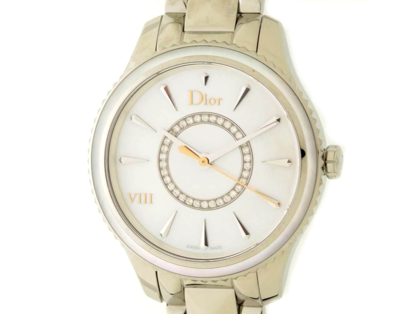 かわいい新作 Cd Viii Dior モンテーニュ ディオール Dior ホワイトシェル文字盤 中古 大黒屋 437 レディース時計 クオーツ ステンレススチール