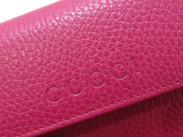 GUCCI グッチ 三つ折り財布 ピンク レザー アウトレット品