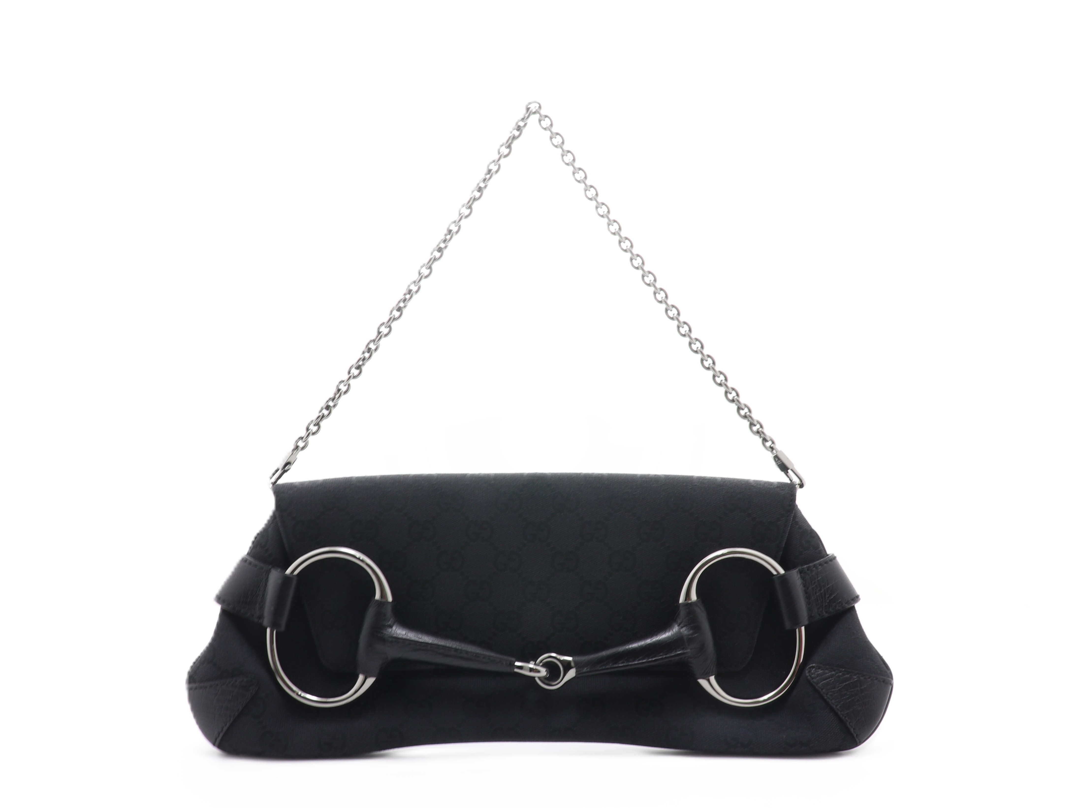 GUCCI ホースビット チェーンショルダー クラッチバッグ 黒 GUCCI ホースビット チェーンショルダー クラッチバッグ 黒