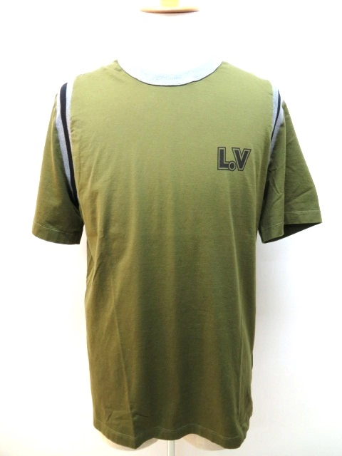 LOUIS VUITTON　ルイヴィトン　Tシャツ　メンズ XL　カーキ　グレー　コットン　2148103306594【200】