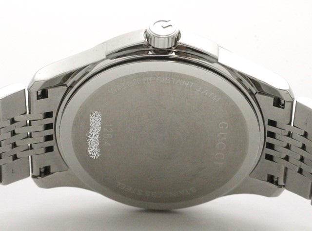 GUCCI グッチ 126.4 GGタイムレス グレー文字盤 ステンレス SS 電池式 クオーツ 男性用腕時計 【473】
