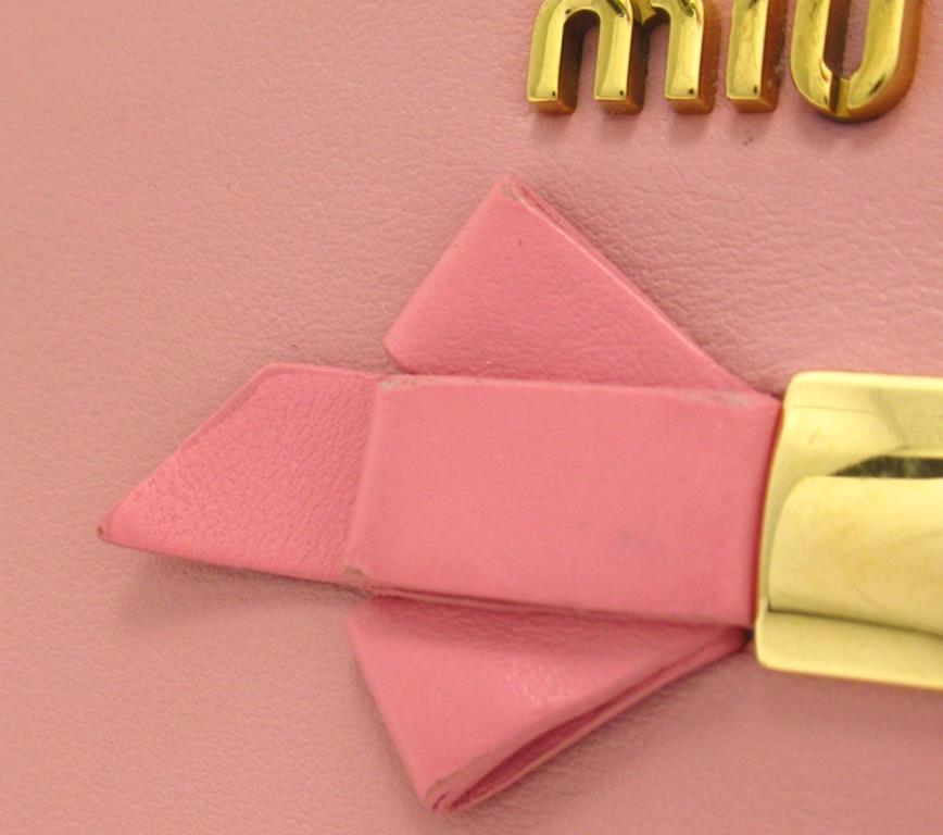 miu miu ミュウミュウ キーリング付コインケース ピンク カーフ