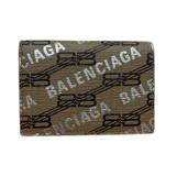 BALENCIAGA バレンシアガ　ＢＢモノグラム　ミッツオリコンパクトウォレット　3つ折り財布　 キャッシュ ミニウォレット　ブラウン　ＰＶＣ　2148103900624【208】