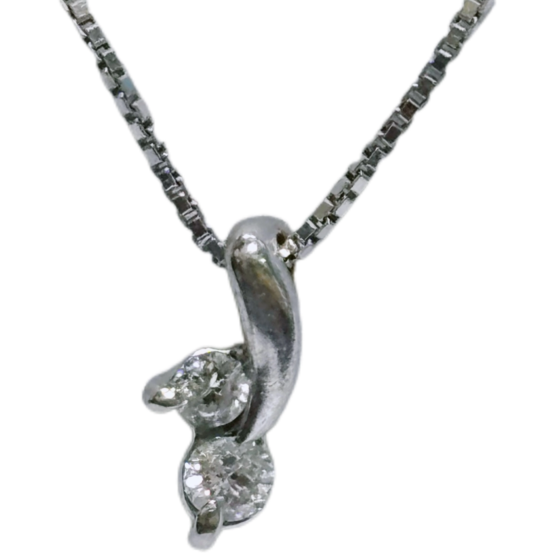 JEWELRY　ノンブランド　ネックレス　K18WG　D0.05　約1.3g　ダイアモンド　2141100619698【208】