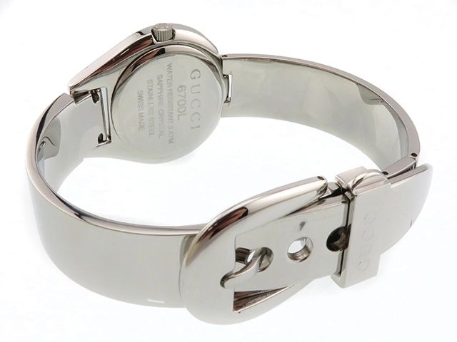 GUCCI　グッチ　6700L　ブラック文字盤　ステンレススチール　クオーツ　レディース時計【430】 2148103715990