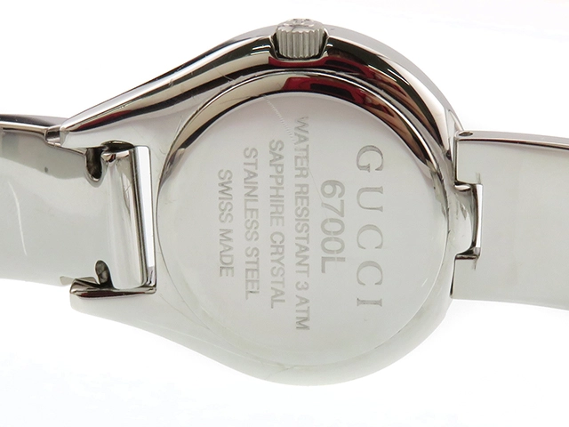 GUCCI　グッチ　6700L　ブラック文字盤　ステンレススチール　クオーツ　レディース時計【430】 2148103715990